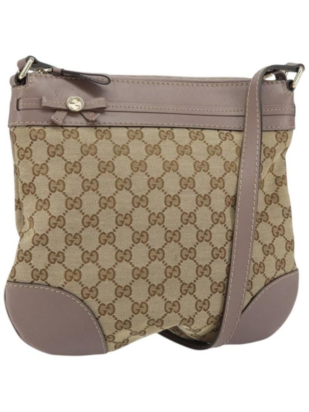 Authentic GUCCI GG Canvas Web Sherry Line Mayfair Bag Beige Gold 257065